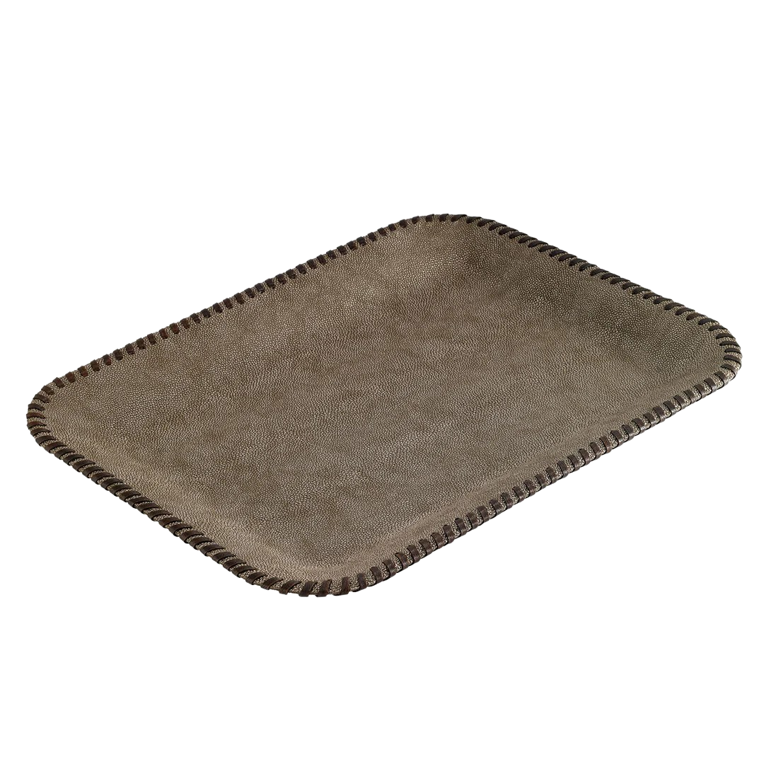 Whipstitch Pewter Flat Tray