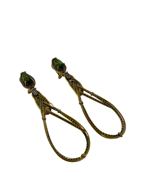 Bamboo Earrings  Green Tourmalines