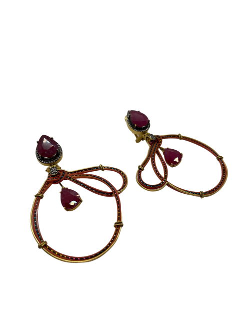 Bamboo Earrings with Rubies