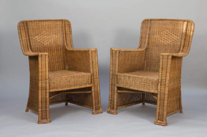 Set of 2 Arm Chairs & Table Art Deco Style c.1910