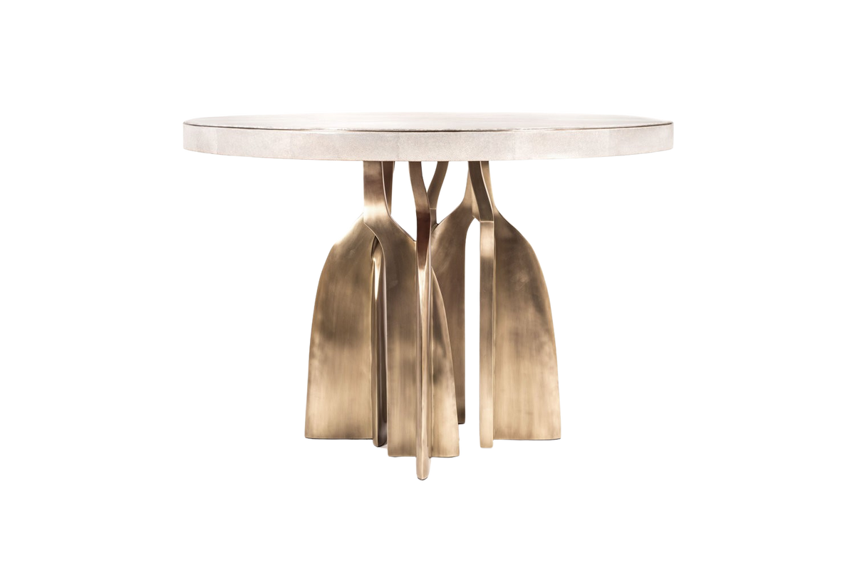 Round Table in Pantagonia Stone & Bronze Legs