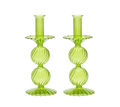 Candelstick in Glass Green 2pcs