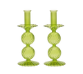 Candelstick in Glass Olive 2pcs