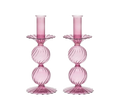 Candelstick in Glass Lavender 2pcs