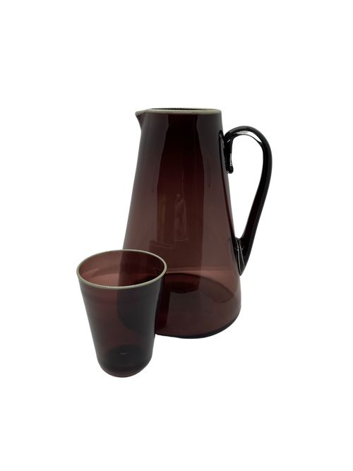 Carafe & Tumblers Grape with Grey Rim 9pcs