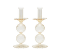 Candelstick in Glass Champagne 2pcs