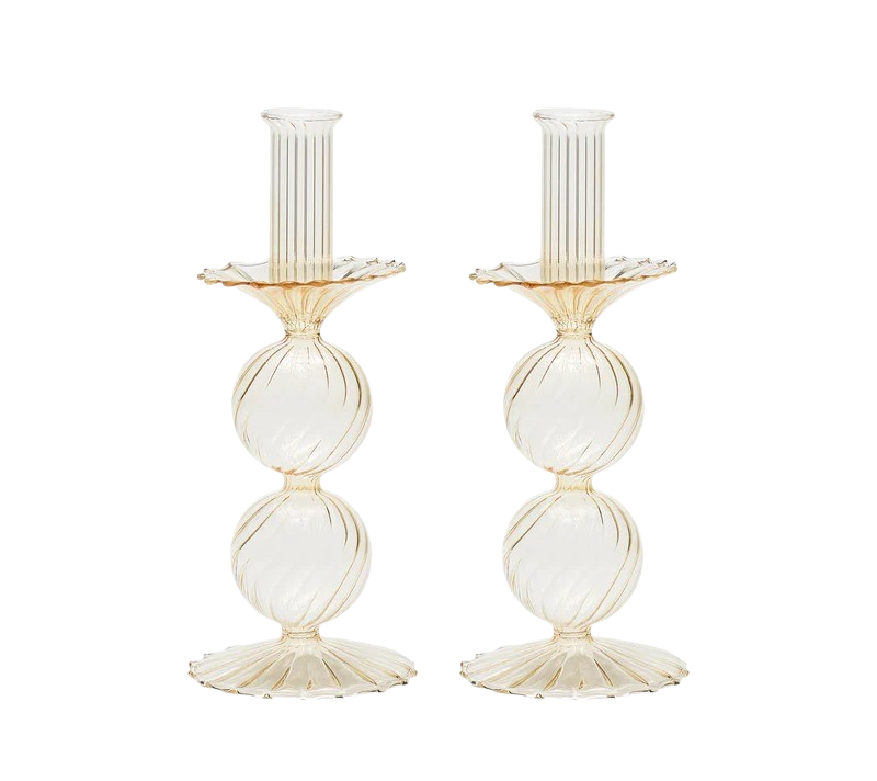 Candelstick in Glass Champagne 2pcs
