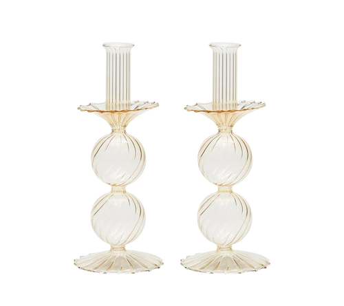 Candelstick in Glass Champagne 2pcs