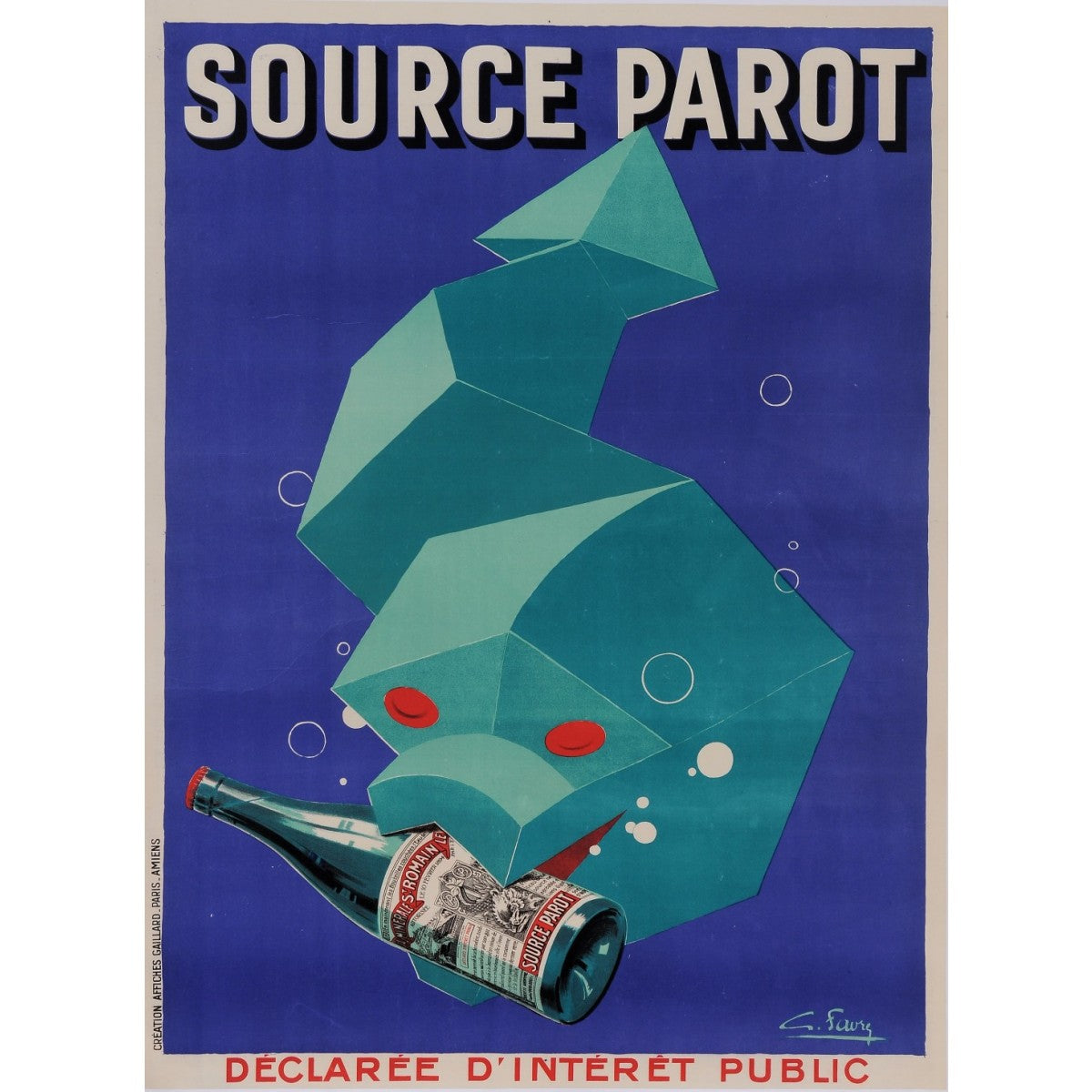 French stone Lithography. Titled  « Source Parot» Circa 1928