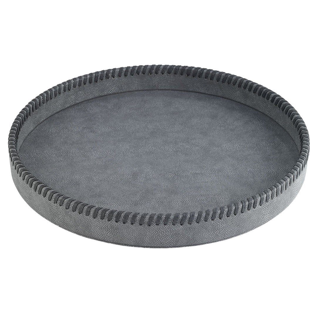 Whipstitch Pewter Round Tray