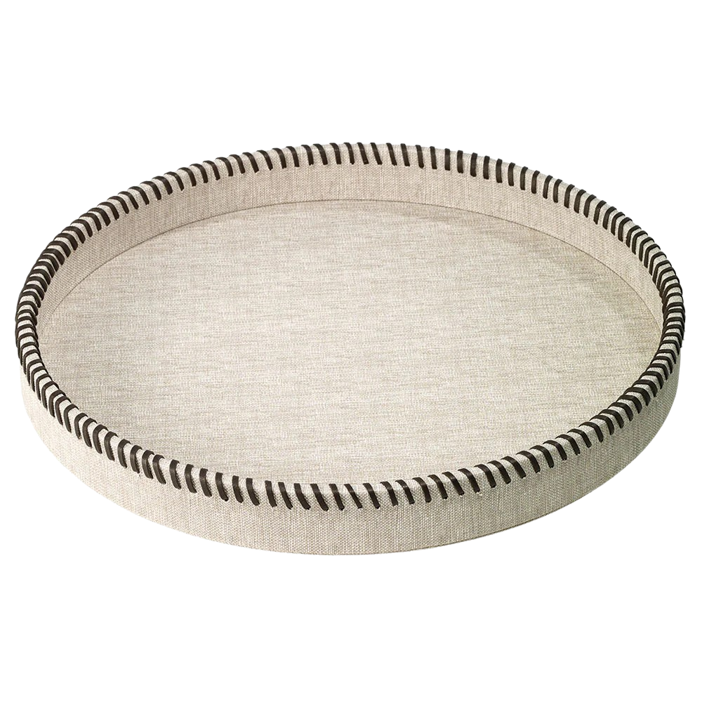 Whipstitch Beige Round Tray