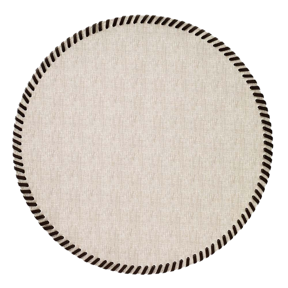 Whipstitch Beige  Round Mat 8 pcs