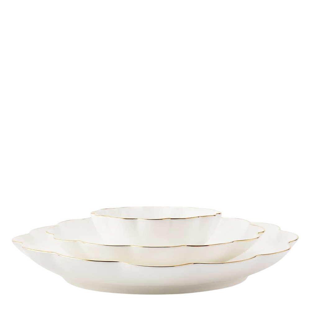 Serving Dishes Scalloped Edge 3pcs