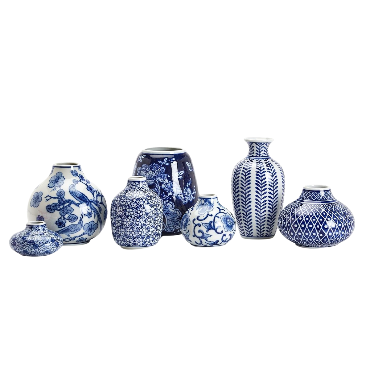 Vase Chinoiserie Blue & White 7pcs