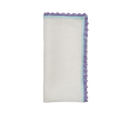 Knotted Edge Napkin in White & Purple 8 pcs