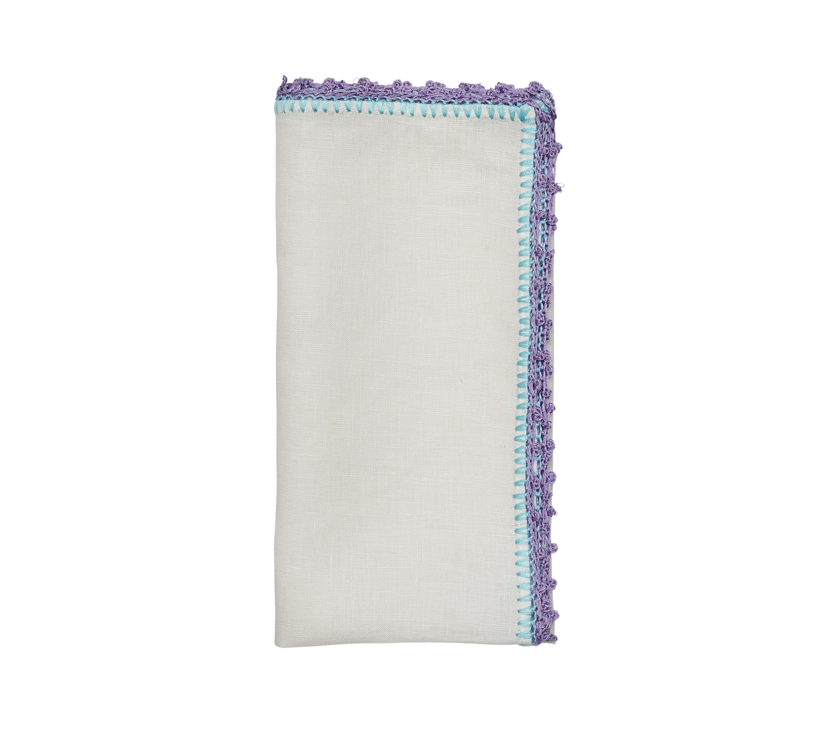 Knotted Edge Napkin in White & Purple 8 pcs