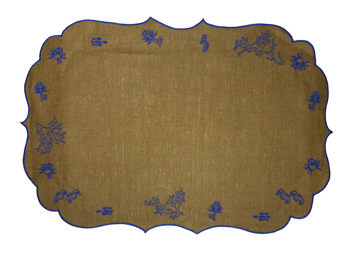 Placemat & Napkin Sea Garland For 6  (12pcs)