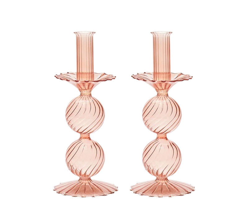 Candelstick in Glass Blush 2pcs