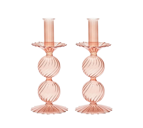 Candelstick in Glass Blush 2pcs
