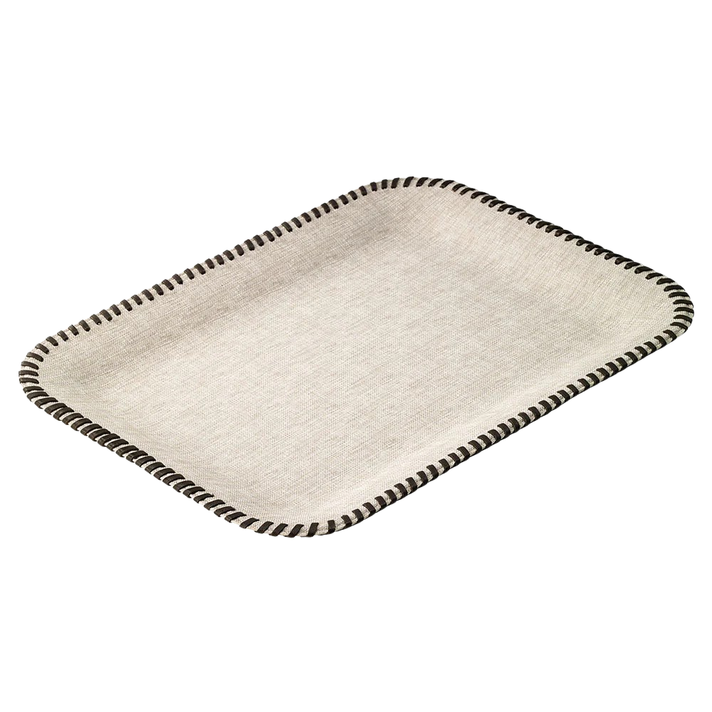 Whipstitch Beige Flat Tray