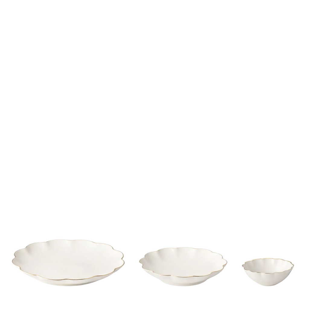 Serving Dishes Scalloped Edge 3pcs