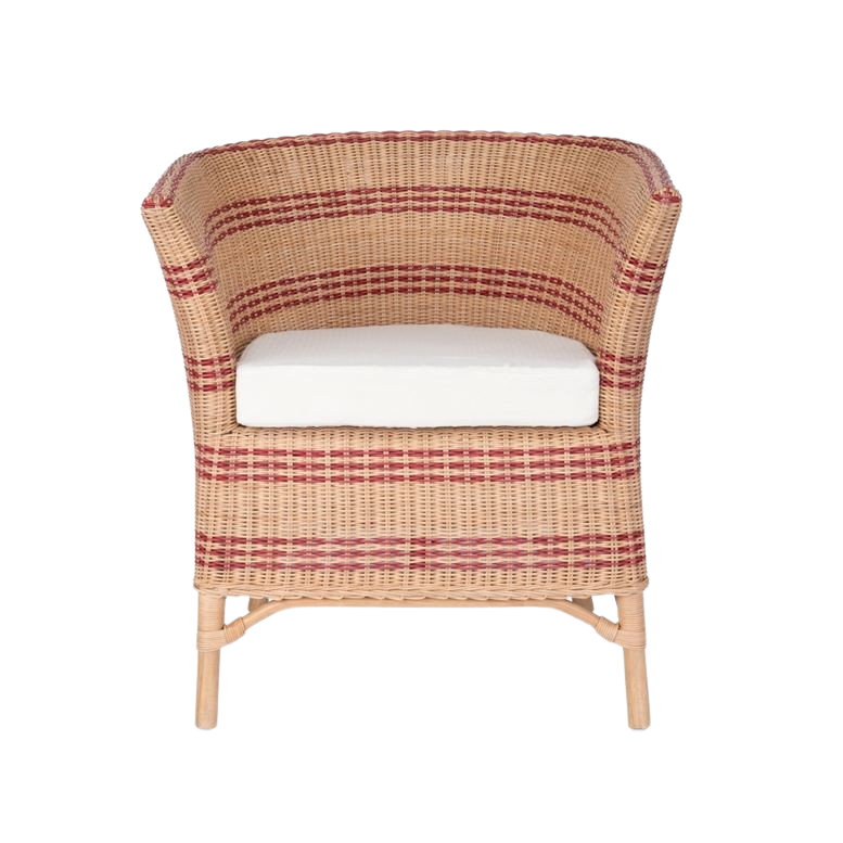 Loung Chaire Red Natural Rattan