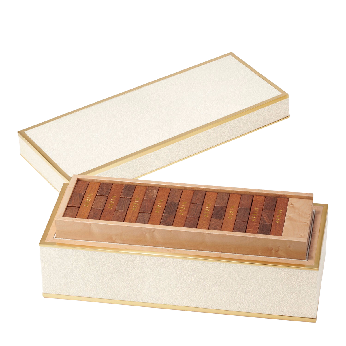Jenga Game in Cream Shagreen